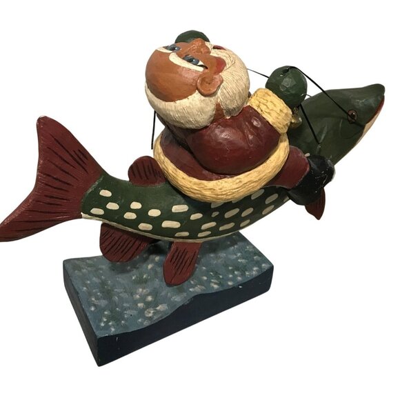 House Of Hatten Santa On Fish Figurine By Rodney Weeseberg 10" - Picture 2 of 10
